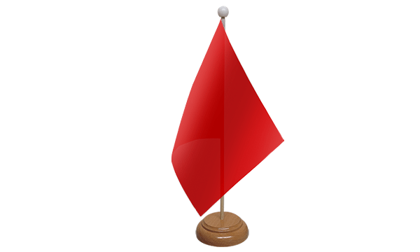 Plain Red Small Flag with Wooden Stand